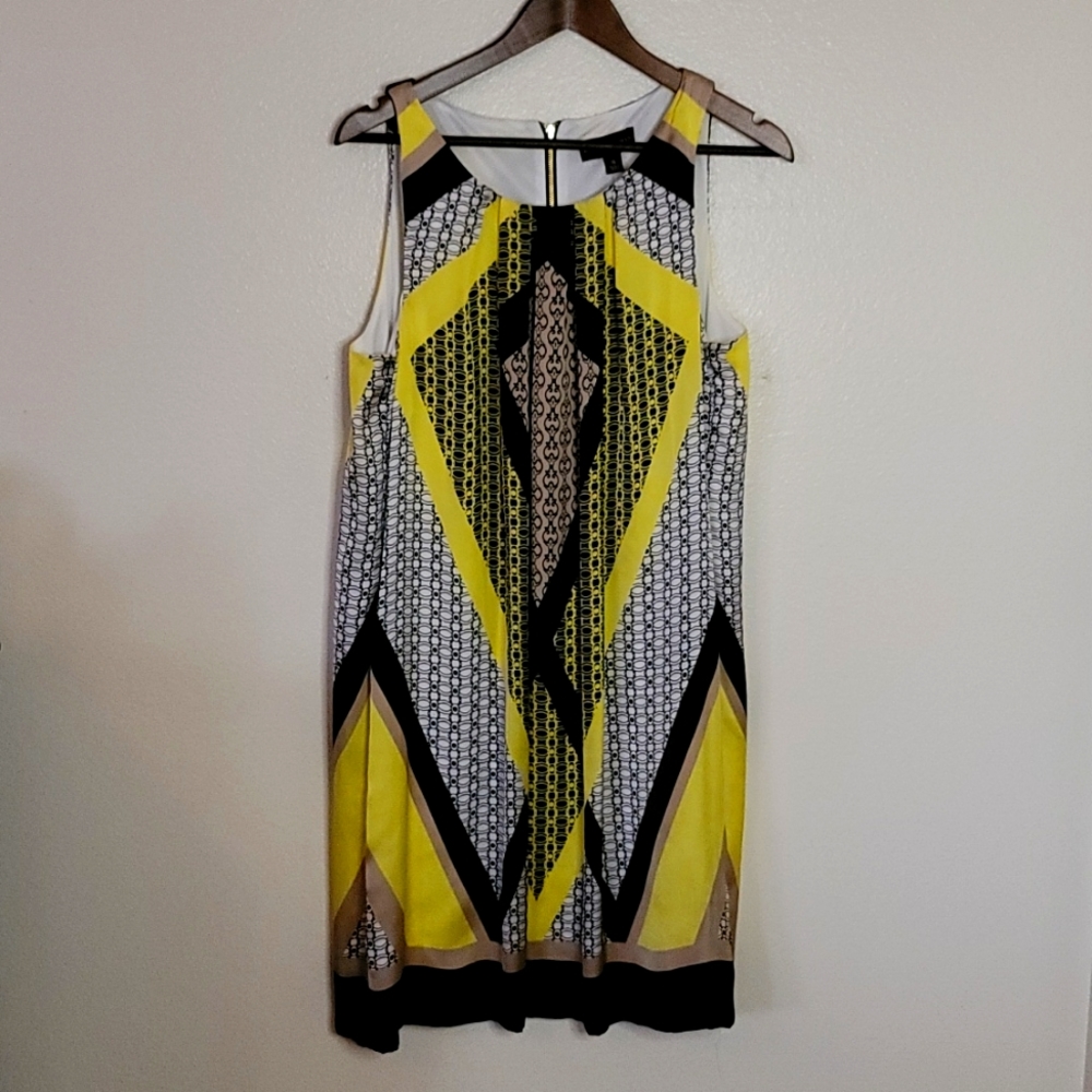 Dana Buchman Sunflower Geometrical Boat Neck Dress
